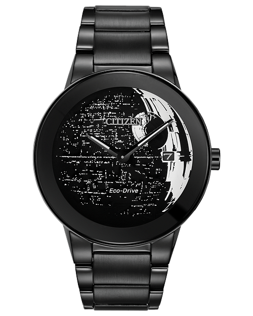 Death Star Black Dial Stainless Steel Bracelet AU1067 52W CITIZEN